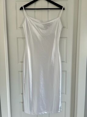 Satin Slip Dress in White
